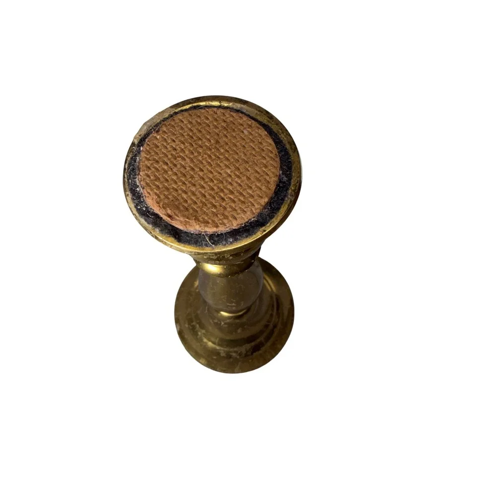 Vintage Solid Brass Candlestick Holder Made in India Baluster Style Gold Tone